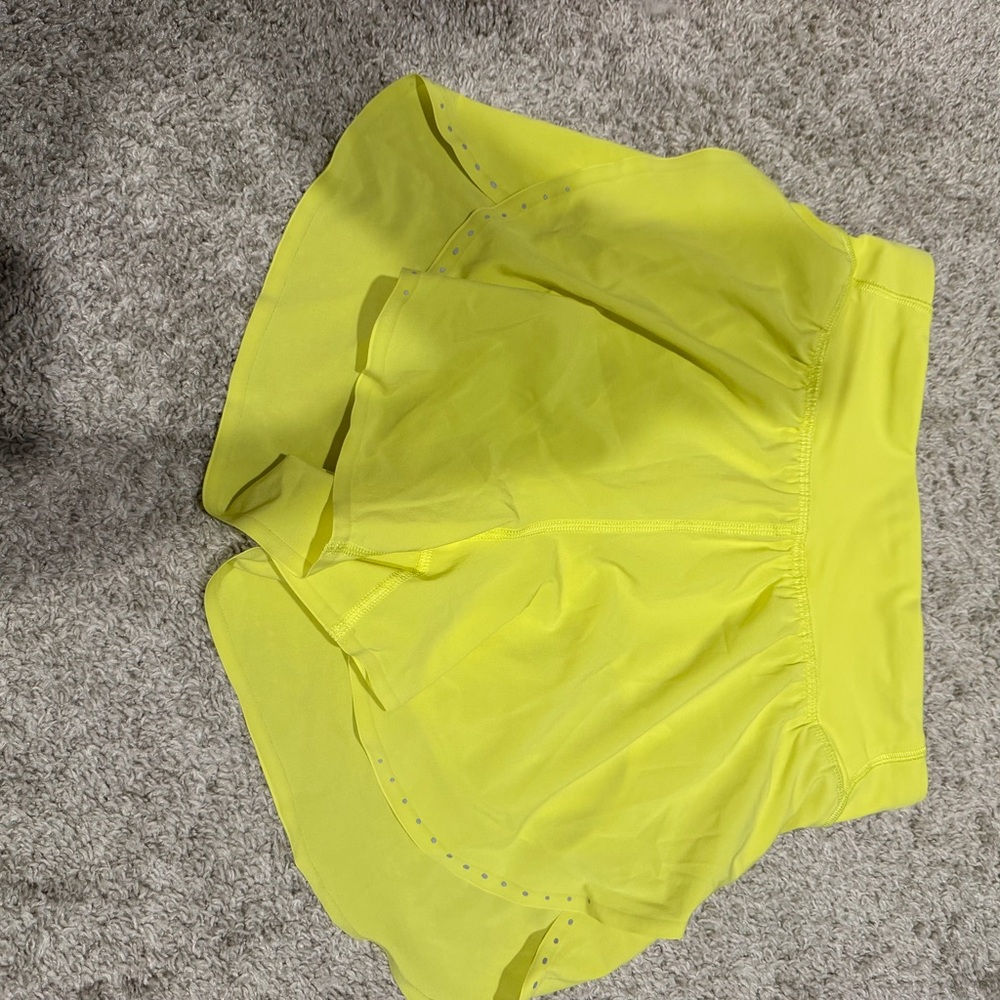 Lululemon yellow running shorts